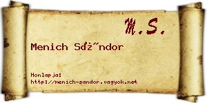 Menich Sándor névjegykártya